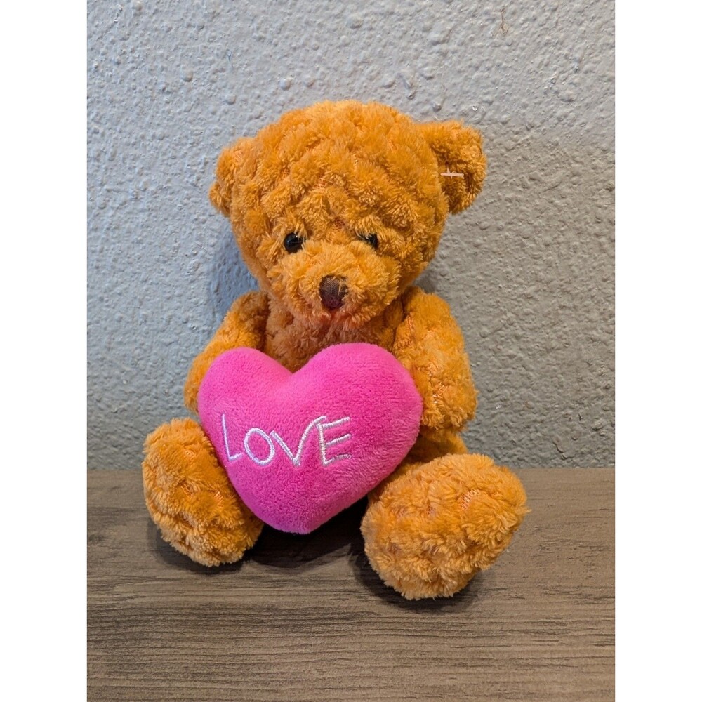 Publix Teddy Bear Plush 8” Pink LOVE Heart Valentine Brown Stuffed Animal